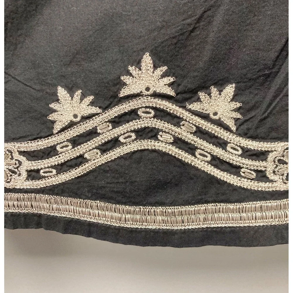 Y2K Old Navy Womens Black Silver Metallic Embroidered Skirt‎ Low Waist Size 2